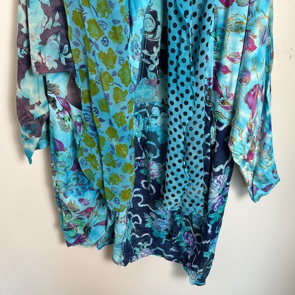 URU Hand Dyed Floral Cover Up Cardigan Made in the USA One Size - Picture 5 of 7